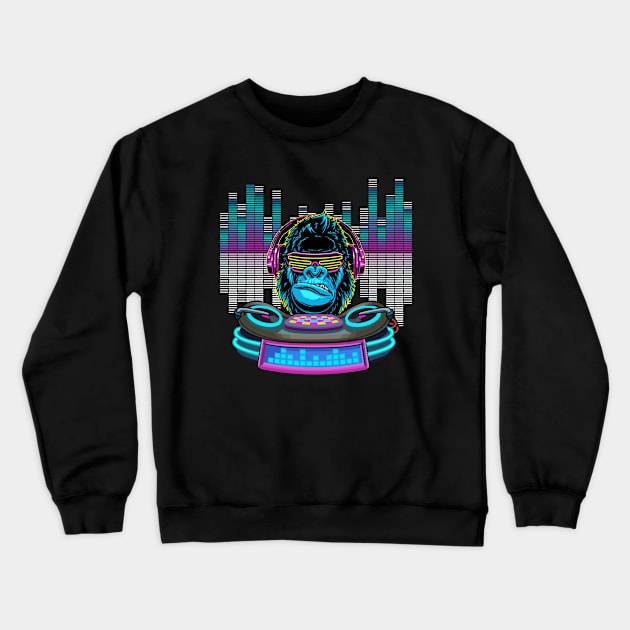 Monkey DJ Crewneck Sweatshirt by Recapaca